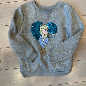 Disney Frozen Sweatshirt with Blue Reversible Sequin Heart Design GUC Size 4T